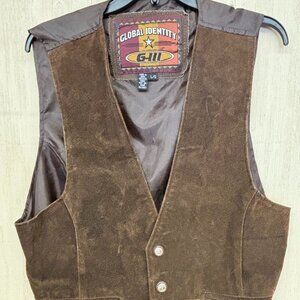 G-III Global Identity VINTAGE 100% Leather Vest Rodeo Horseback riding Farm